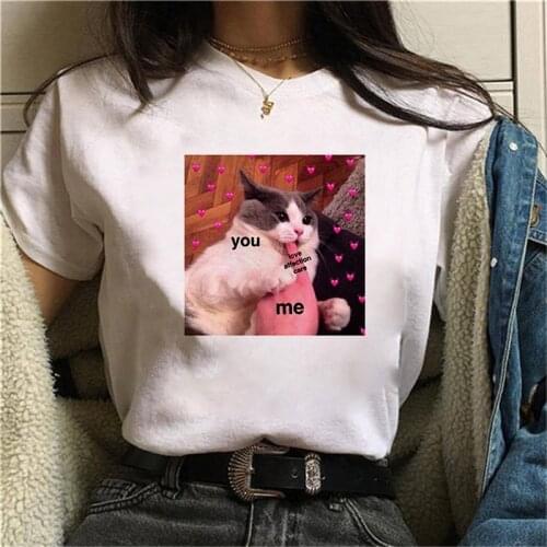 Funny Cat Printed T Shirt Women Fashion T-shirt Top Summer Graphic Casual t shirt Girl Summer Tee Top Femme Tshirt