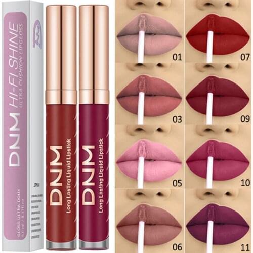12 Color Lip Glaze Matte Non-stick Cup Threaded Tube Lip Gloss Makeup Comestics Tools Easy To Wear Lipstick Not Fade TSLM2