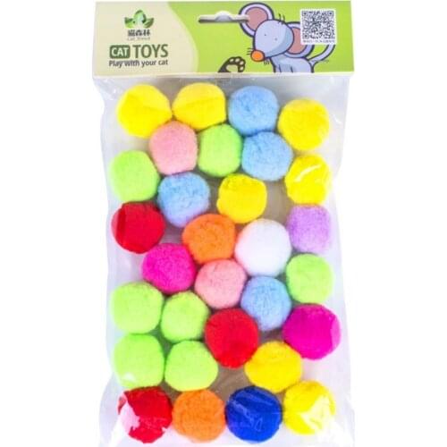 Pet Cat Toy Handmade Colorful Bouncy Ball Kitten Toys Plush Bell Ball Mouse Toy Planet Ball Cat Toys Interactive Pet Supplies