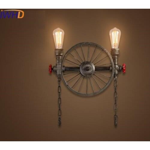 IWHD 2 Heads Vintage Wall Light up down Water Pipe Style Loft Retro Industrial Wall Lamp Bedroom Stair Light Arandela Wandlamp