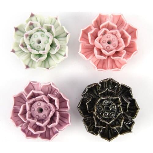 Adeeing Ceramic Incense Burner Stick Holder Lotus Incense Burner Ash Catcher Plate with 1/3 Holes Hot Sale