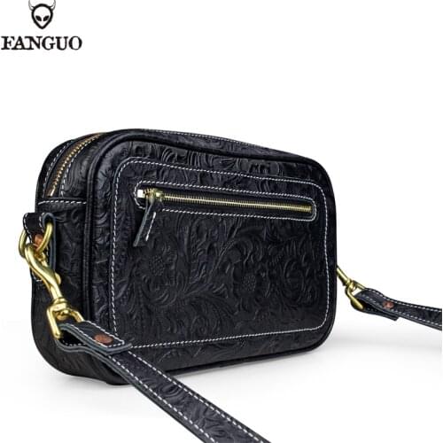 Classic Genuine Leather Mens Sling Bag Handmade Crossbody Messenger Bag For Male Square Sport Shoulder Bags Short Trip