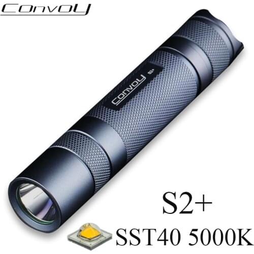 Convoy S2+ with SST40 LED Flashlight 12 Groups 5000K Portable Torch 18650 Flash Light Linterna Fishing Camping Bike Work Light