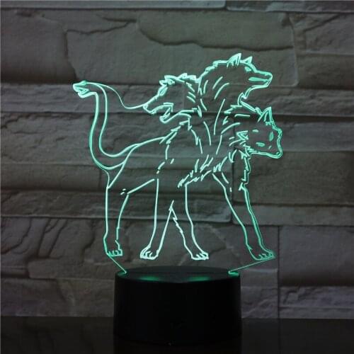 Creative Wolf 3D LED Lamp Night Light USB LED Illusion Atmosphere Vision Table Lamp for Children Bedroom Decoration Novelty Gift