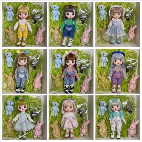 Mini BJD doll Plastic Jointed body doll face makeup by hand 17cm dolls selling with clothes