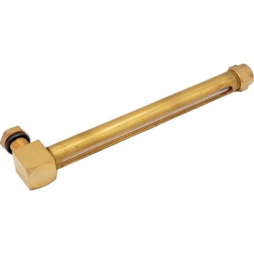 M12x1.5mm Glass Length 150mm Elbow Brass Oil Liquid Level Indicator Sight Glass Lathes Sump
