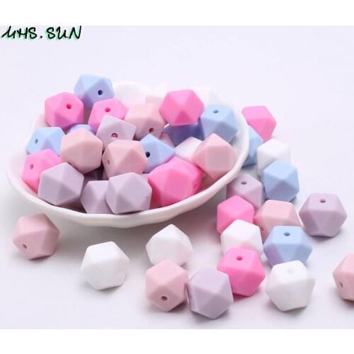 MHS.SUN Food Grade Colorful Silicone Beads For Baby Chewable Teething Necklace Toy Making BPA Free Nursing Jewelry 30Pcs