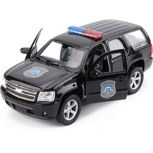 1:36 Scale WELLY Diecast Alloy Metal SUV ForPolice Car Model For Chevrolet Tahoe Collection Class Model Pull Back Toys Car