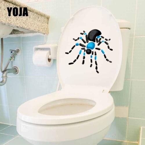 YOJA 22.8X21CM Cartoon Toilet Decal Living Room Home Decor Wall Sticker Blue Black Striped Reptile Spider T5-1244
