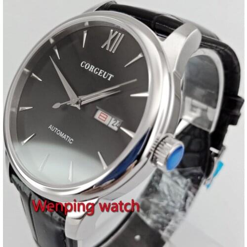40mm corgeut wrist watches black dial Week and date Automatic mechanical movement mens Watches W2768