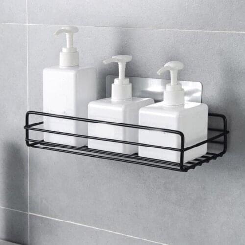 New Metal Storage Rack Bathroom Kitchen Wall-mounted Suction Hanging Organizer Box Soap Sponge Shampoo Towel Storage Rack