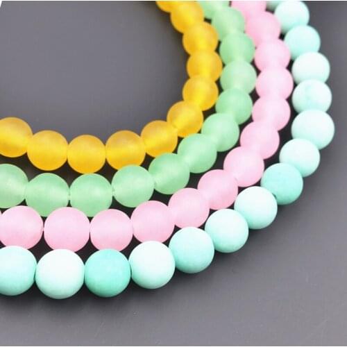 New Natural Stone Beads Chalcedony Amazonite Frosted Matte Round Loose Beads 6 8 10 12mm Charms for Jewelry Making 15inch A139