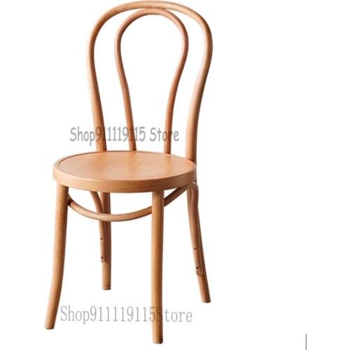 American Country Family Dining Chair Retro Simple Solid Wood Back Dining Chair North European Coffee Shop Rattan Negotiation Cha