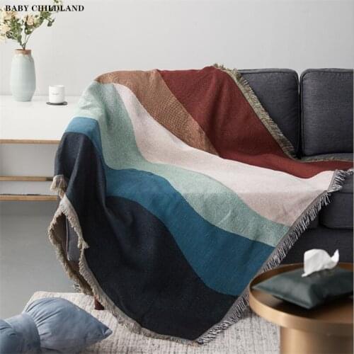 Nordic Blanket Sofa Throw Blankets With Tassel Decorative Couch Bed Bedding Quilt Cover Bedspread Chunky Thread Blankets 180cm