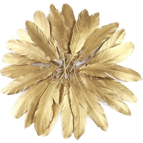 Wholesale 10-500 Gold Goose Rooster Feathers for Crafts Wedding Party Home Decoration Jewelry Making Plumes Diy Supplies