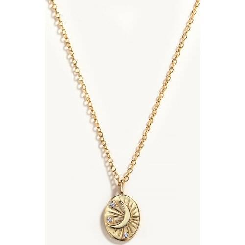 CANNER Real 925 Sterling Silver Necklace Wild Astrolabe Moon Necklace For Women Jewelry Charming Diamond Chain Choker Necklace