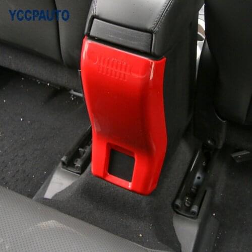Armrest Storage Box Sticker For Jeep Renegade 2015 2016 Car Styling Rear Panel Cover Trim Decorative ABS Carbon Fiber Red Silver