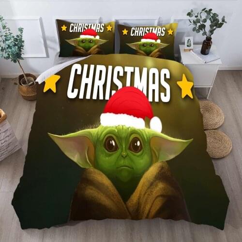 Home Spin Disney Master Yoda Bedding Set Comfortable Cute Duvet Quilt Cover Pillowcase Full Size Childrens Bedroom Decor