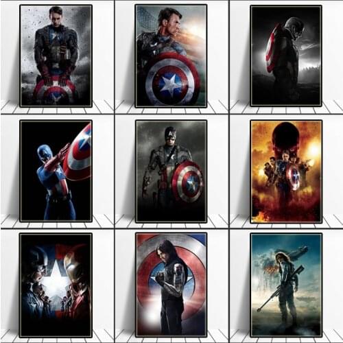 Captain America Anime Poster Disney Marvel Superheroes Wall Art Print Canvas Painting Picture Living Room Office Decor Cuadros