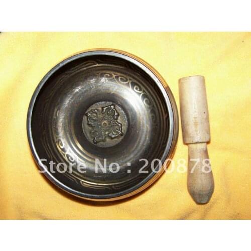 TBC838 Super healing Tibetan brass singing bowl Tibet Handmade Metal Buddhist Crafts 5'' Resale & Wholesale Free shipping
