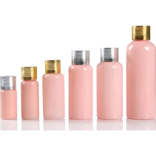 Empty Water Bottle 10-60ml Travel Makeup Container Skincare Essential Oil Toning Lotion Bottle Pink Portable Plastic Bottle