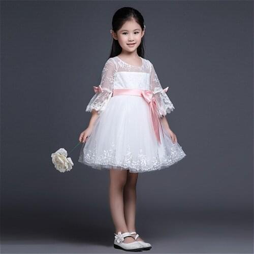 Real photo Free shipping High quality Lace Flower gilr dresses Kids evening dresses