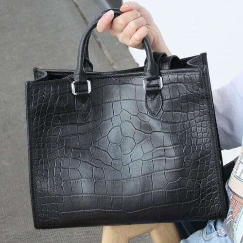 Luxury Handbags Women Tote High Quality Alligator Pattern Design Genuine Leather Lady Shoulder Crossbody Bags Business Work Bag