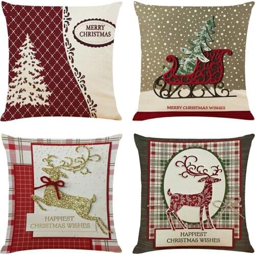Christams Deer Cushion Cover Hoga Decorative Pillow funda cojines 45x45 housse de coussin Nordic Throw Pillow Cover for Sofa Car