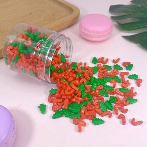 250g Christmas Candy Red Cane Christmas Tree Mix Fondant DIY Cake Baking Christmas Decoration Edible Sugar Beads Christmas Candy