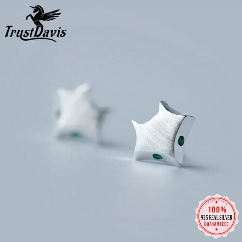 Trusta 2018 100% 925 Sterling Silver Fashion Womens Cute Tiny 8mmX9mm Fox Zircon Stud Earrings Gift For Girls Kids Lady DT20