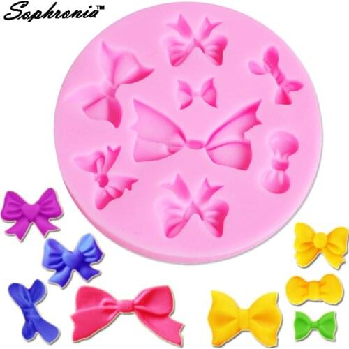 Sophronia 8 Mini Bows Shape Silicone Mold For Candy Sugar Chocolate Decorating Cake Tools m117