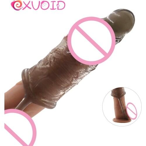 EXVOID Penis Sleeve Silicone Penis Extender Enlarger Crystal Cock Ring Delay Ejaculation Sex Toys For Men Vagina Stimulate