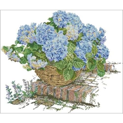 Blue hydrangea patterns Counted Cross Stitch 11CT 14CT 18CT 28CT DIY Cross Stitch Kits Embroidery Needlework Sets home decor