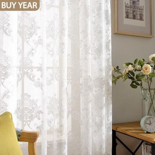 Modern Curtains for Living Dining Room Bedrooms Simple European Style Curtain Pure Colored Jacquard Window Screen Fashion Voile