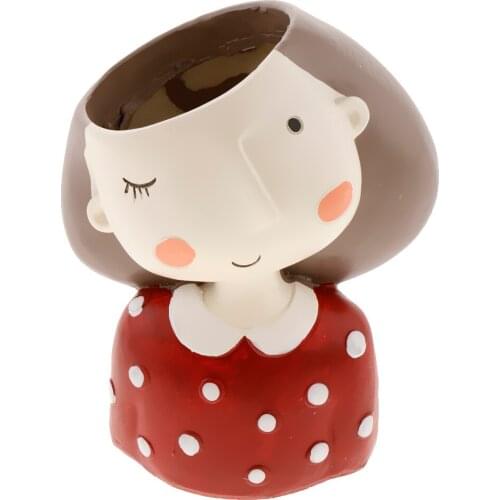 1Pcs Cute Cartoon Girl Flowerpot Home Decoration Succulent Pot Mini Flower Vase,3.35x2.95x3.94inch