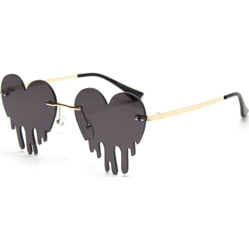 Veshion Rimless Heart Sunglasses for Women 2021 Funny Gifts Male Sun Glasses Vintage Metal Gold Candy Color Patry Uv400 Purple