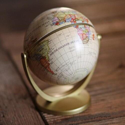 Vintage English Globe World Map Home Office Decoration Earth Globes Base with Stand Geography Classroom Sphere Decorative Balls