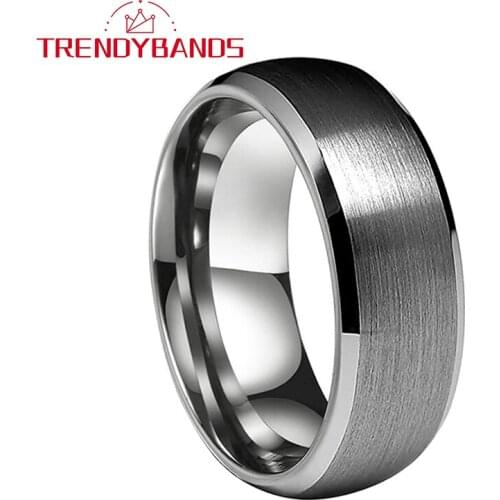 Tungsten Ring Men Women Wedding Band With Beveled Brushed Finish 6MM 8MM Comfort Fit