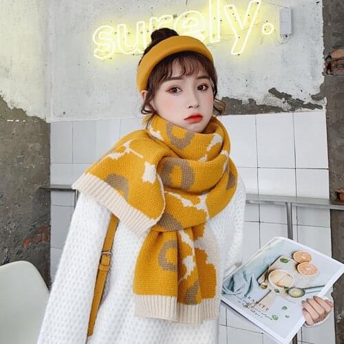 Knitted scarf soft flowers girl full of Korean version of the thick scarf autumn and winter fresh Japanese big scarf women