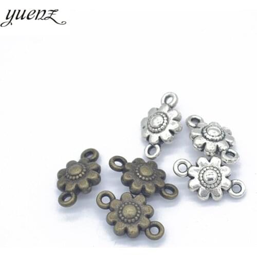 YuenZ 15pcs Antique silver color flower Charms Pendants DIY Jewelry for Necklace Bracelet Making Accessaries 16*10mm Q172