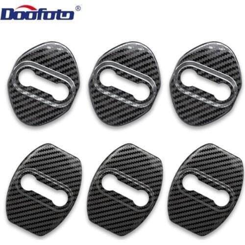 4pcs Car Door Lock Cover Carbon Fiber Decoration Accessories Protective Case Styling For Toyota land cruiser Honda Lexus Mazda