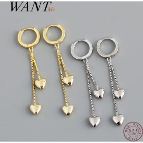 WANTME Genuine 925 Sterling Silver Double Bohemian Romantic Tassel Love Heart Drop Earrings for Women Trendy Party Jewelry 2021