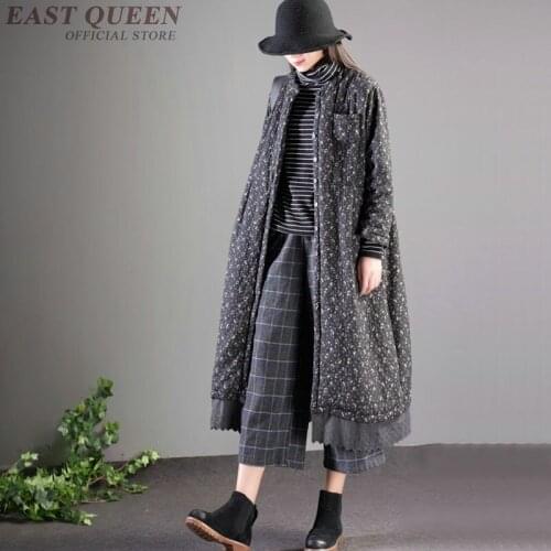Women outwear coat in winter 2018 high quality long style loose full sleeve plus size printed female cardigan clothing AA3384 F