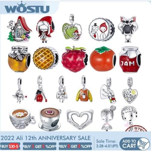 WOSTU Authentic 925 Sterling Silver Autumn Pumpkin Pie Charms Pendant Fit Original Bracelets Women Fashion DIY Jewelry Gift
