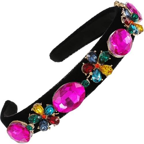 ZHINI 2020 Luxury Baroque Sparkly Padded Rhinestones Headbands for Women Boho Simple Handmade Hair Jewelry Party Gift