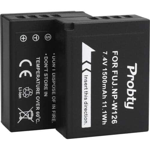 2Pcs Probty NP-W126 NP W126 NPW126 Camera Battery for Fujifilm HS30EXR X-A1 X-A2 X-A3 X-E1 X-E2 X-E2S X-M1 X-Pro1 X-T1 X-T10