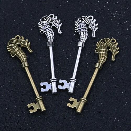 4Pcs 20*72mm Two Color Long Key Fit Charms Tap Jewelry Medical Faucet Animal Pendant For DIY Charms Makings