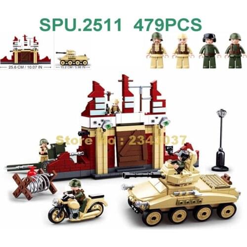 Sluban 0696 479pcs Military Tank Motorcycle Battle Of Stalingrad Ww2 World War Ii Building Blocks Toy