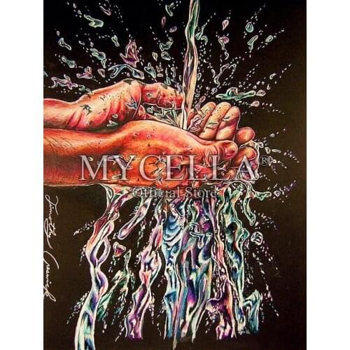 5D DIY Diamond Painting Cross Stitch Washing hands Needlework Full Round Rhinestone Mosaic Diamond Embroidery Home Decor Crafts