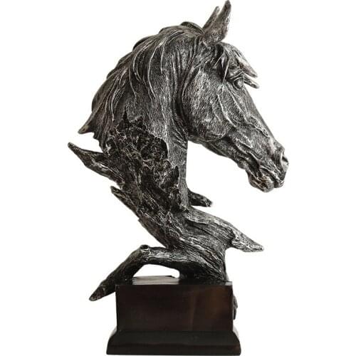 Antique Horse Head Abstract Ornaments Decoration For Home Handcrafts Figurine Miniature Model Desk Decoration Sculpture & Statue